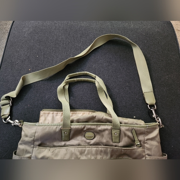 Coach Green Signature Nylon Baby Diaper Bag Large Tote Travel Multifunction - Picture 2 of 5